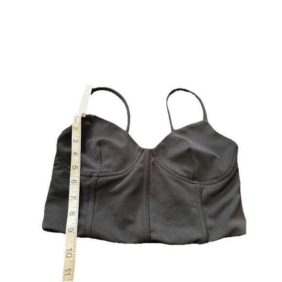 Zara Y2K Corset Bra Crop Black Top Size M Spaghetti Strap Ruched Back Gothic - Picture 7 of 9